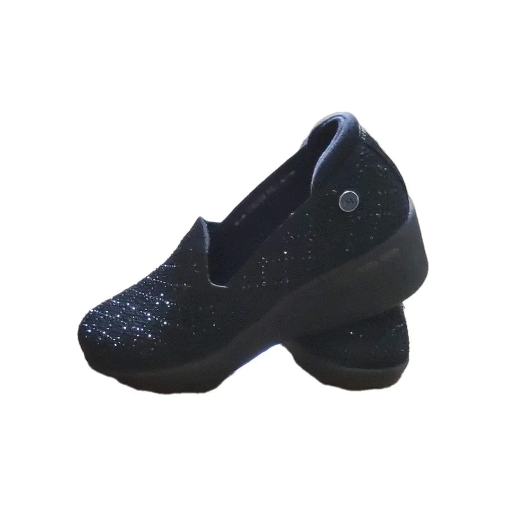 Martha Stewart x Skechers Pier-Lite Reflection Black Sparkle Wedge 8 158705 LNW